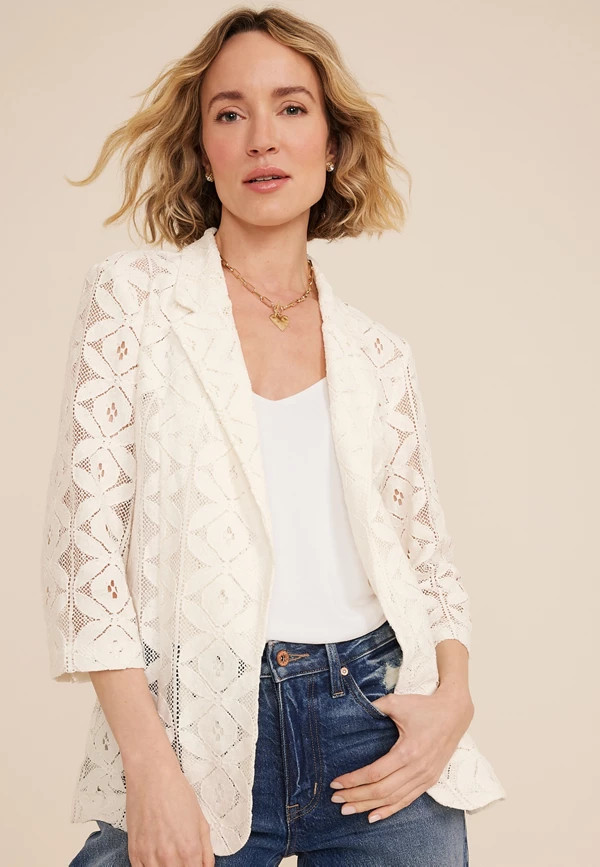 Crochet Lace Blazer | Maurices