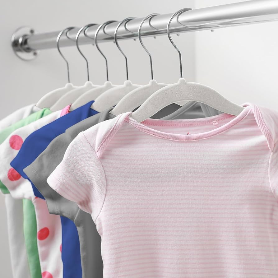 Casafield 50 Velvet Baby Hangers - 11" Size for Infant & Toddler Clothes - Ivory | Amazon (US)