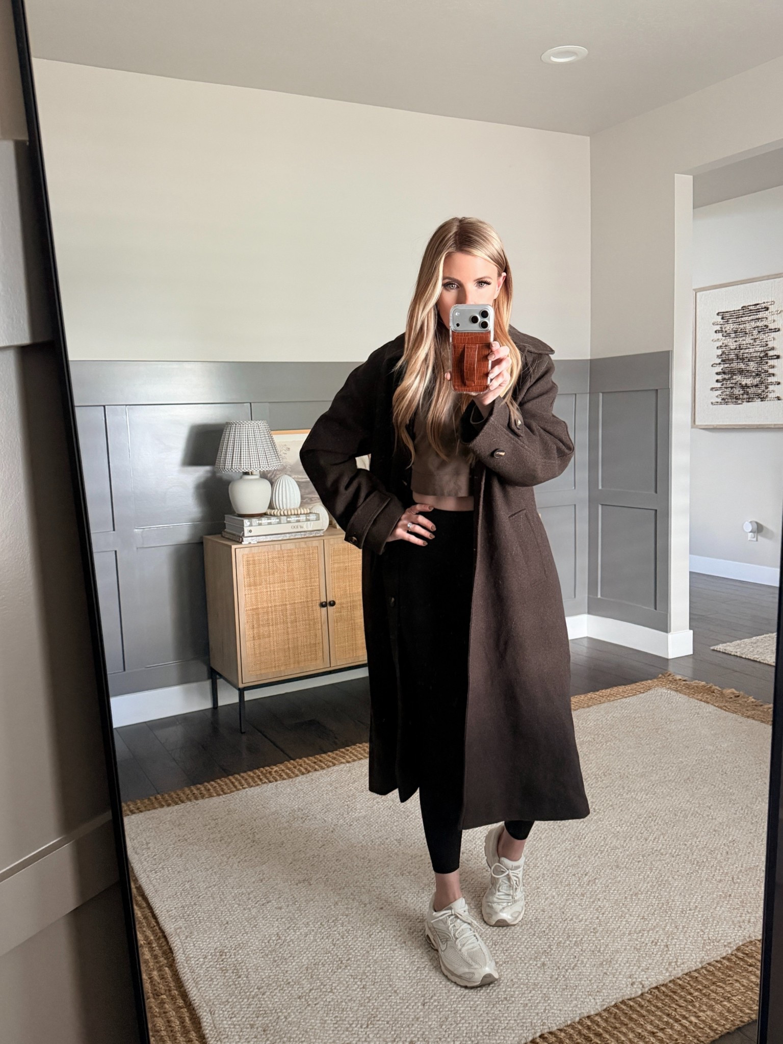 Chilly morning Trader Joe’s run & brow lamination appointment day outfit. This has been my grab-&-go lately & I keep reaching for it. The cropped Alo long sleeve fits just right with Vuori leggings, these Nikes are currently on repeat, & the wool car coat from ASOS pulls it together enough to feel a little more put together + cozy. 

alo cropped long sleeve - vuori leggings - black leggings outfit - nike everyday sneakers - wool car coat - asos coat - neutral outfit - casual everyday style - athleisure outfit - elevated basics - comfortable outfit - minimal style - effortless outfit - spring layering - simple outfit ideas - mom style - off duty look - capsule wardrobe - neutral basics - everyday essentials

#LTKootd #LTKActive #LTKdayinmylife