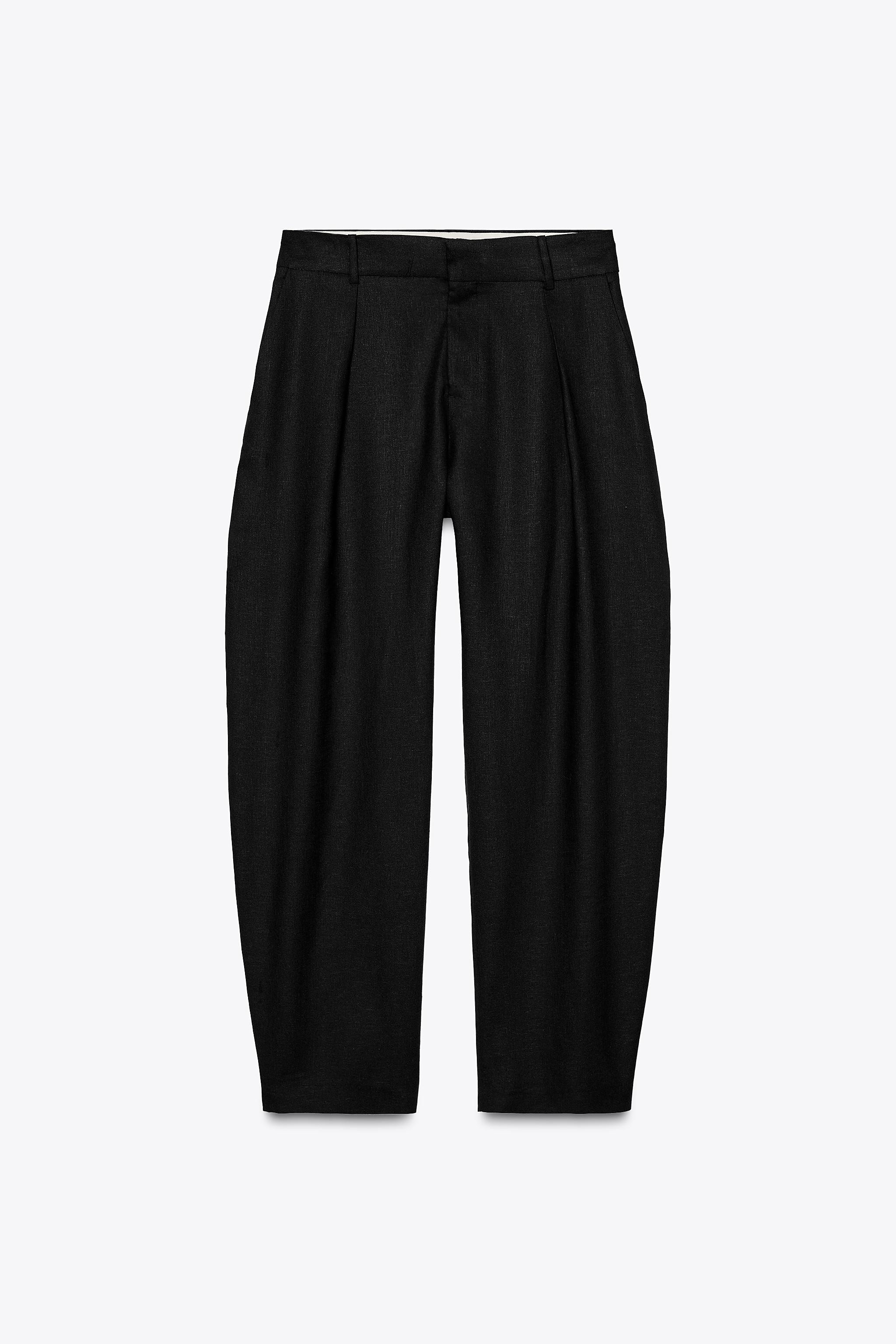 ZW COLLECTION LINEN BARREL PANTS | Zara US