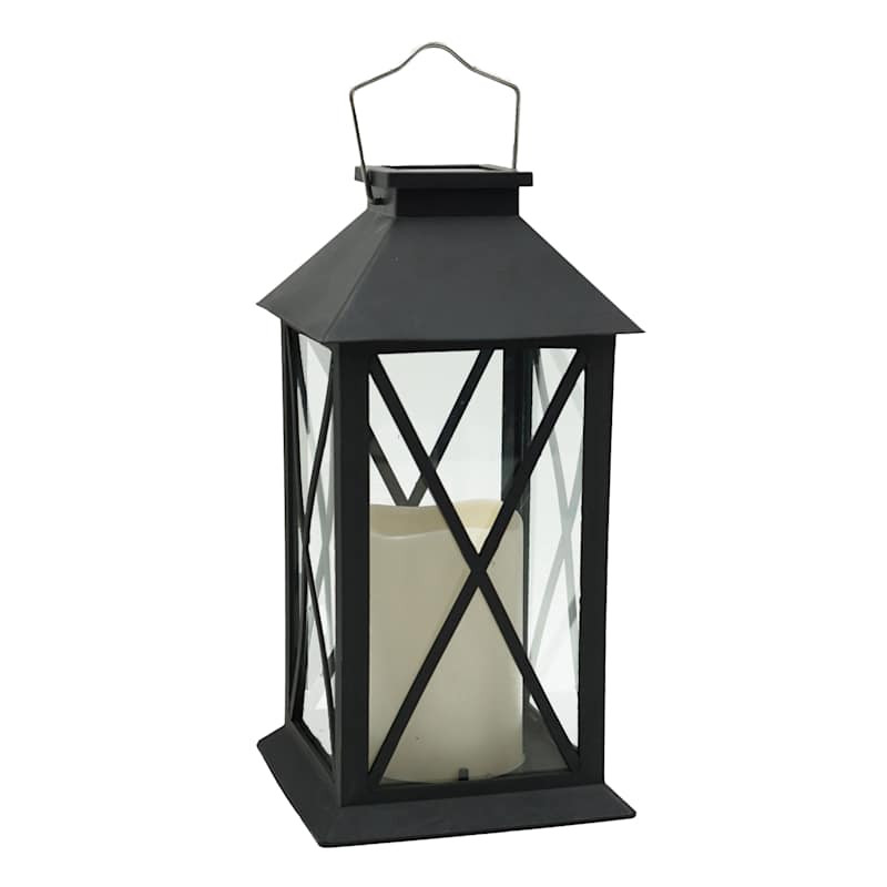 Black Outdoor Solar Lantern, 11" | At Home