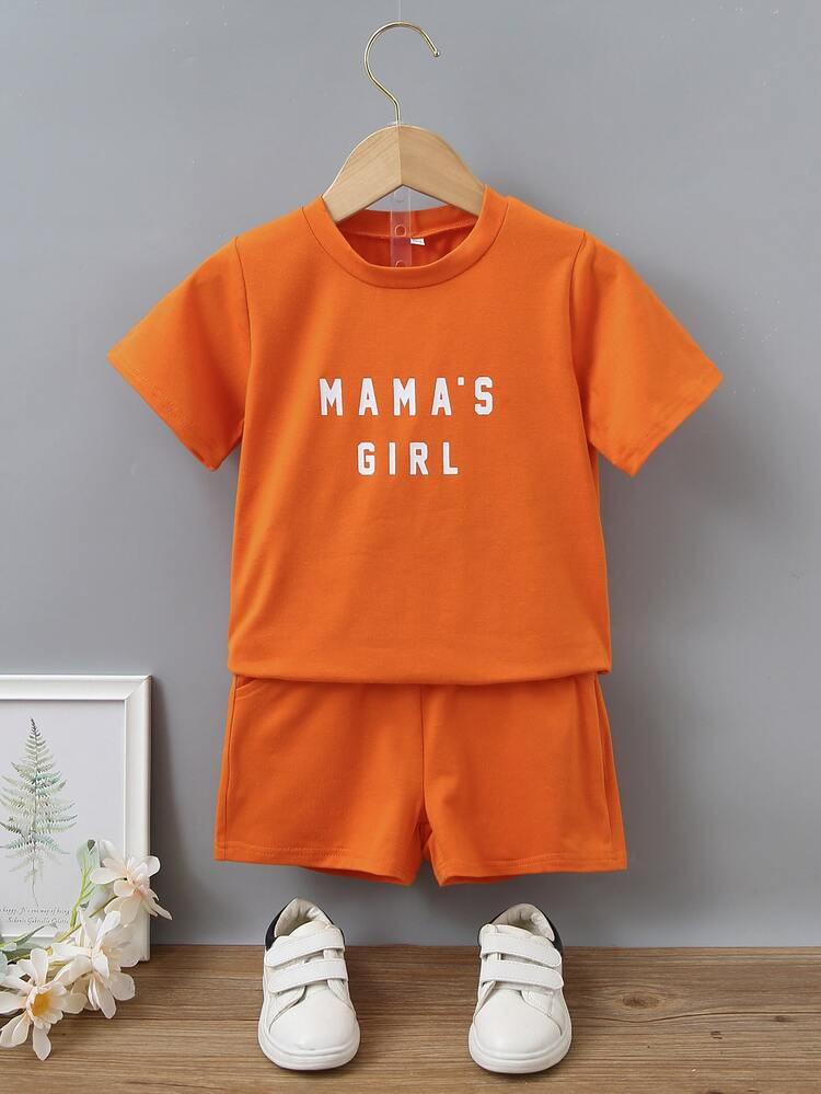 Toddler Girls Letter Graphic Tee & Shorts | SHEIN