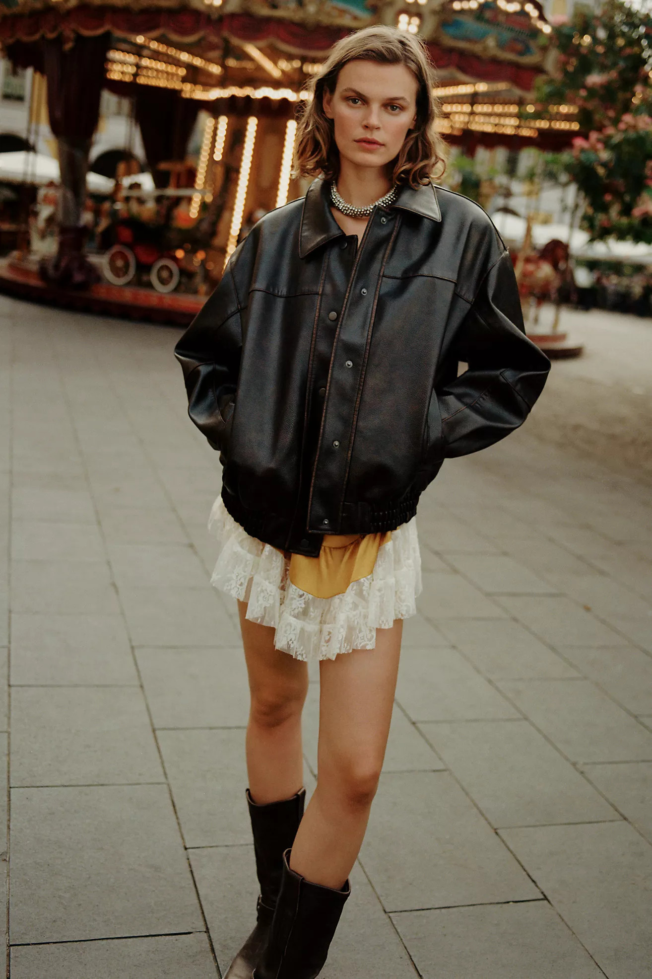 Pilcro Real Leather Bomber Jacket | Anthropologie (US)