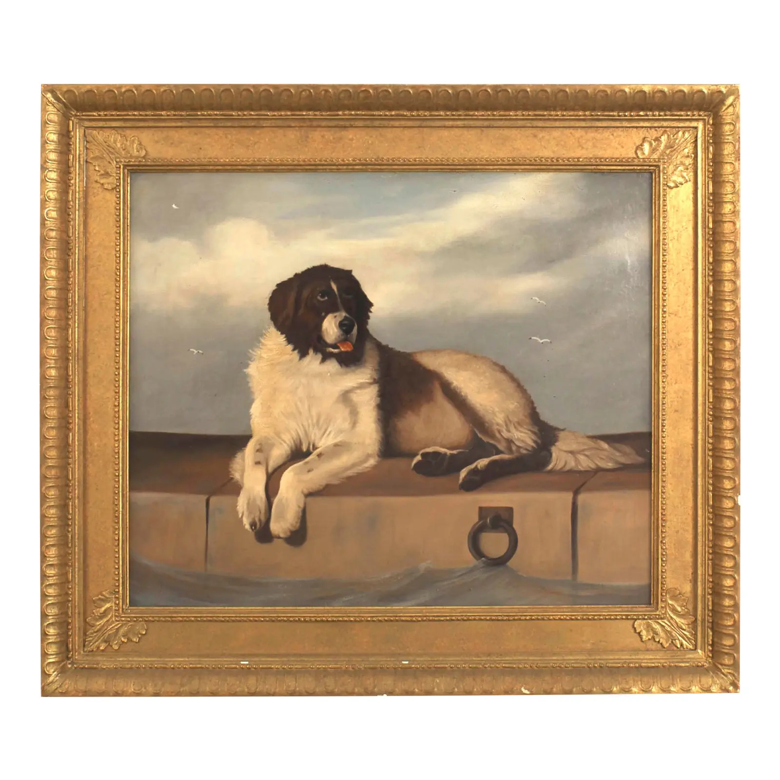 Reclining Dog Oil Painting | Chairish