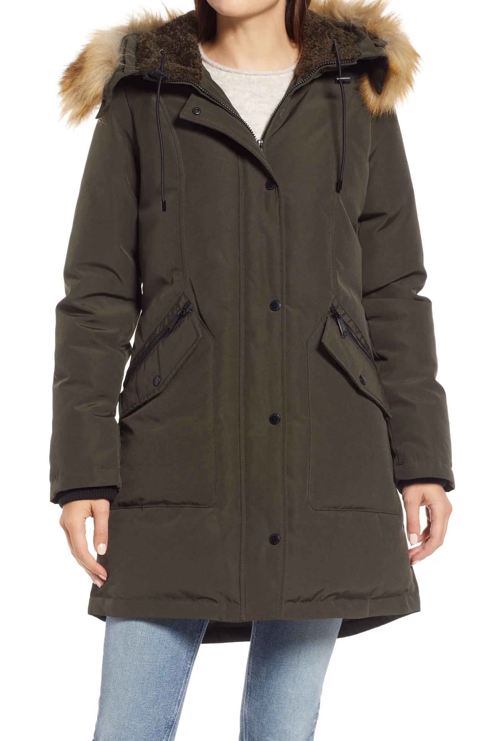 Hooded Down & Feather Fill Parka with Faux Fur Trim | Nordstrom