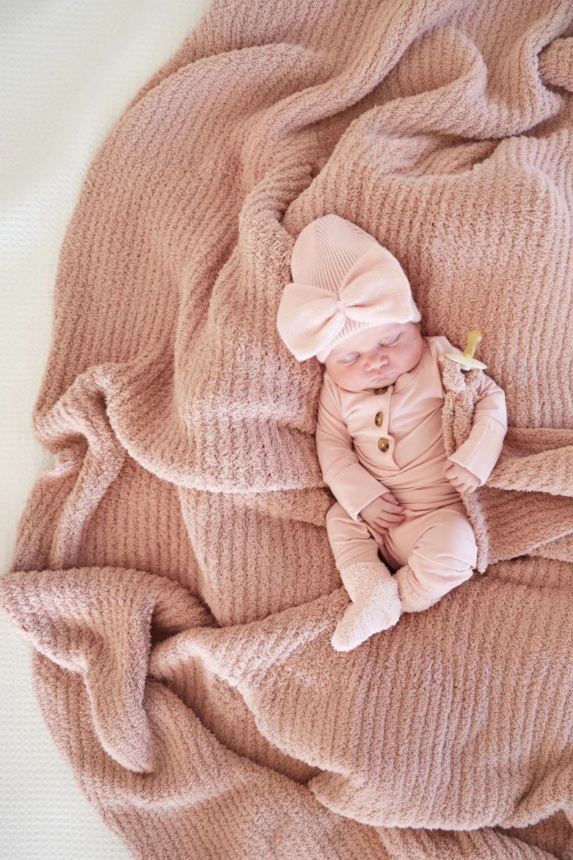 CuddleLane™ Luxe Waffle Blankets | Wild Rose | Caden Lane
