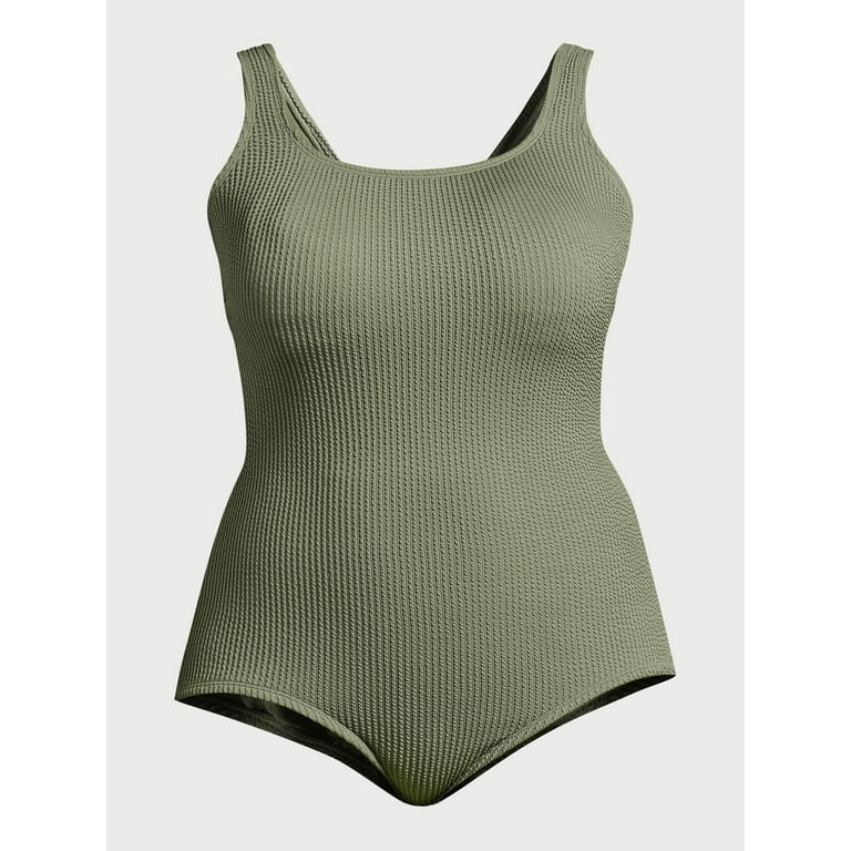 Time and Tru Women's and Plus Crinkle One Piece Swimsuit, Sizes XS-3X | Walmart (US)