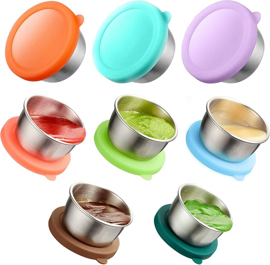 8 Pack Salad Dressing Container To Go(Buy 6, get 2 Free), 1.6oz Stainless Steel Condiment Cup Con... | Amazon (US)