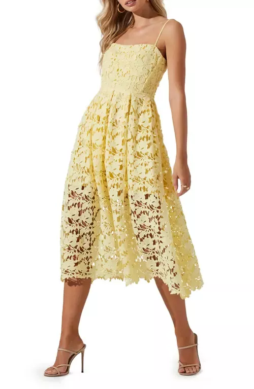 ASTR the label womens Sleeveless Lace Fit & Flare Midi Dress