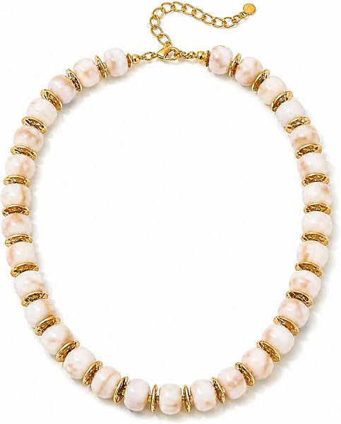 Mchic Colorful Chunky Beaded Necklace for Women, Acrylic Statement Choker | Amazon (US)
