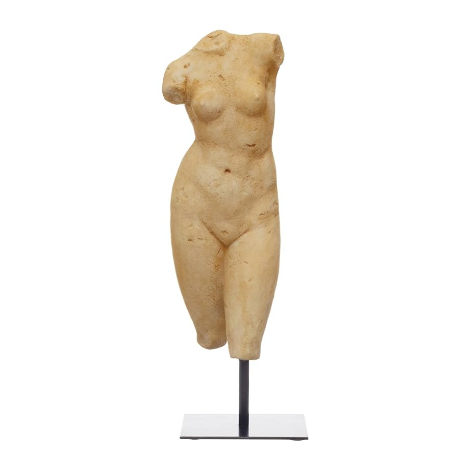 Creative Co-Op Sculptural Resin Female Figure on Metal Stand, Plaster Finish | Amazon (US)