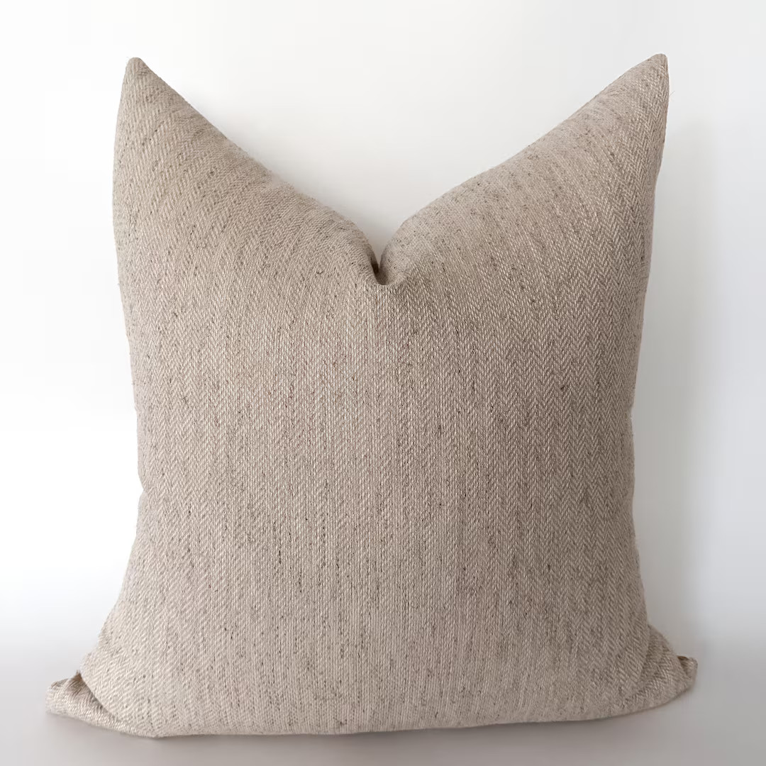 Basketweave Flax Neutral Christmas Pillow Pillow Cover - Etsy | Etsy (US)