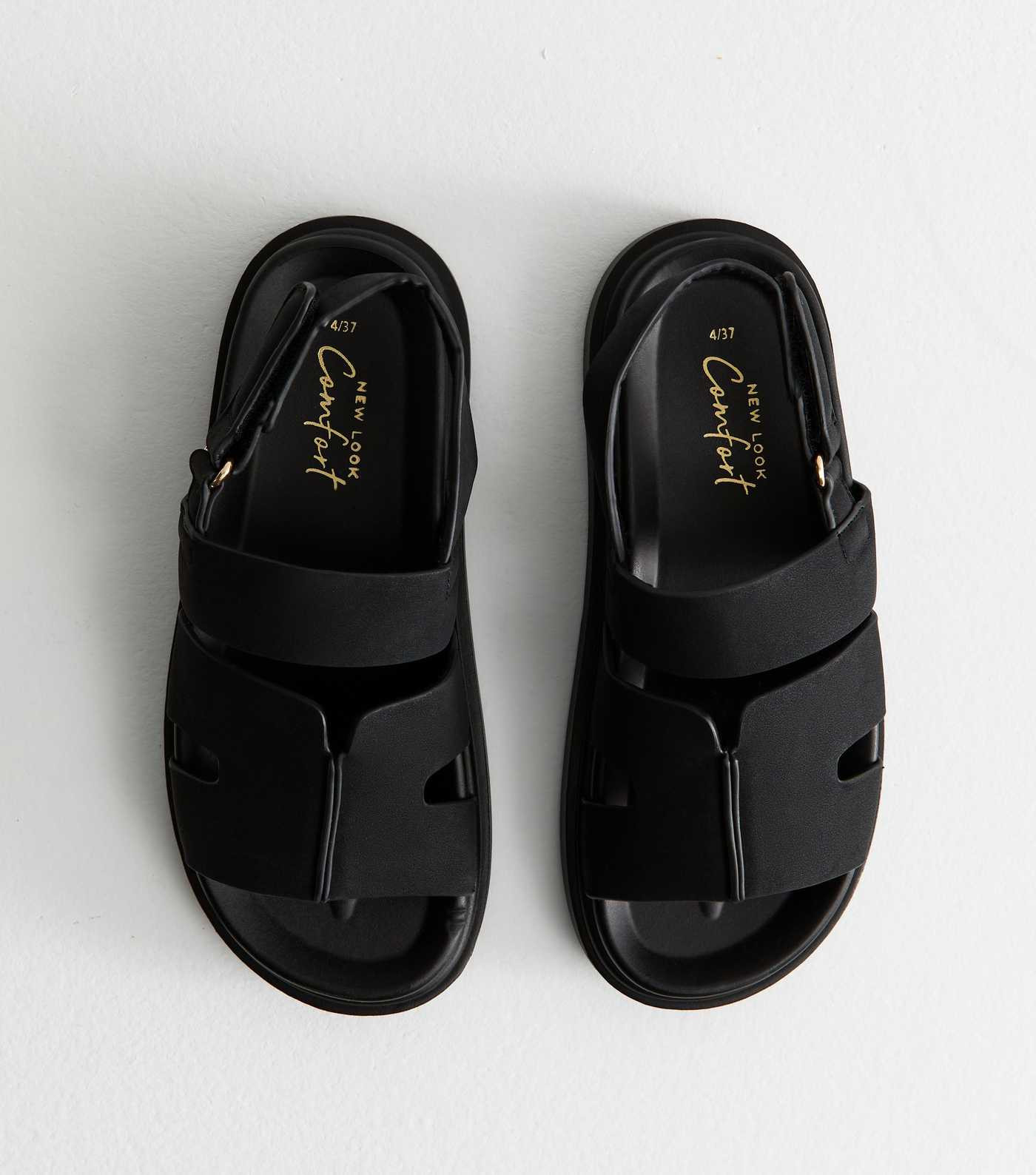 Black Faux Suede Chunky Strap Sandals | New Look | New Look (UK)