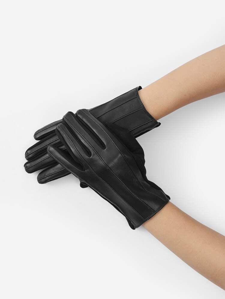 Solid PU Gloves | SHEIN
