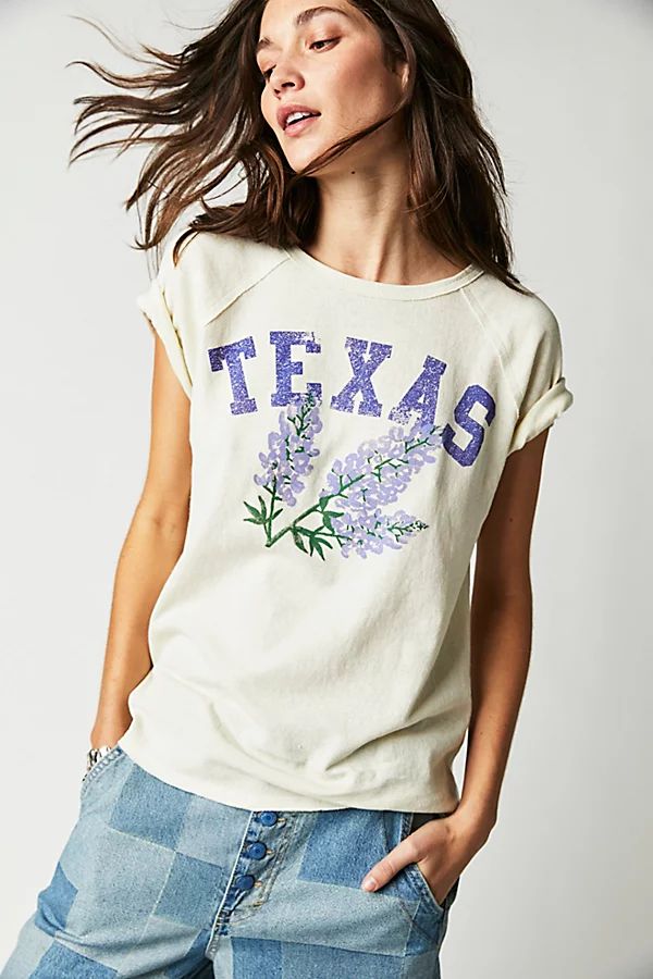Care FP State Flower Tee by Free People, Taupe Texas, XL | Free People (Global - UK&FR Excluded)