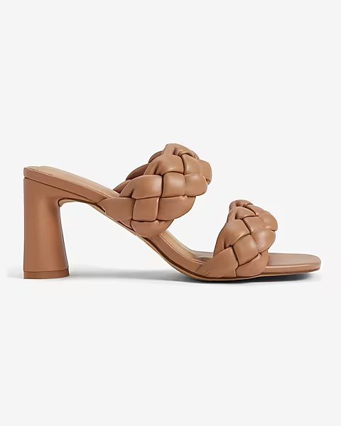 Braided Double Band Block Heel Sandals | Express