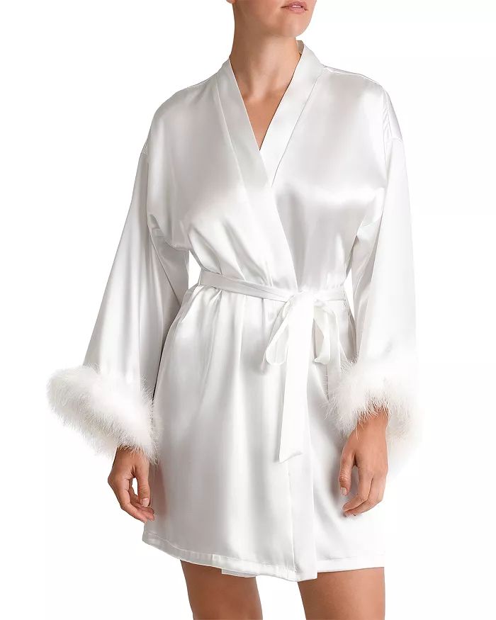 Feather Trim Satin Robe | Bloomingdale's (US)