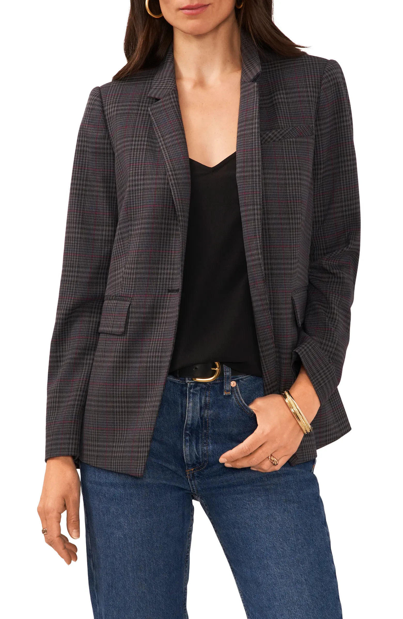 Vince Camuto Plaid One-Button Blazer | Nordstrom | Nordstrom