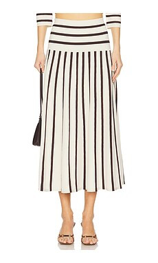 Zimmermann Illuminate Stripe Midi Skirt in Cream & Chocolate from Revolve.com | Revolve Clothing (Global)
