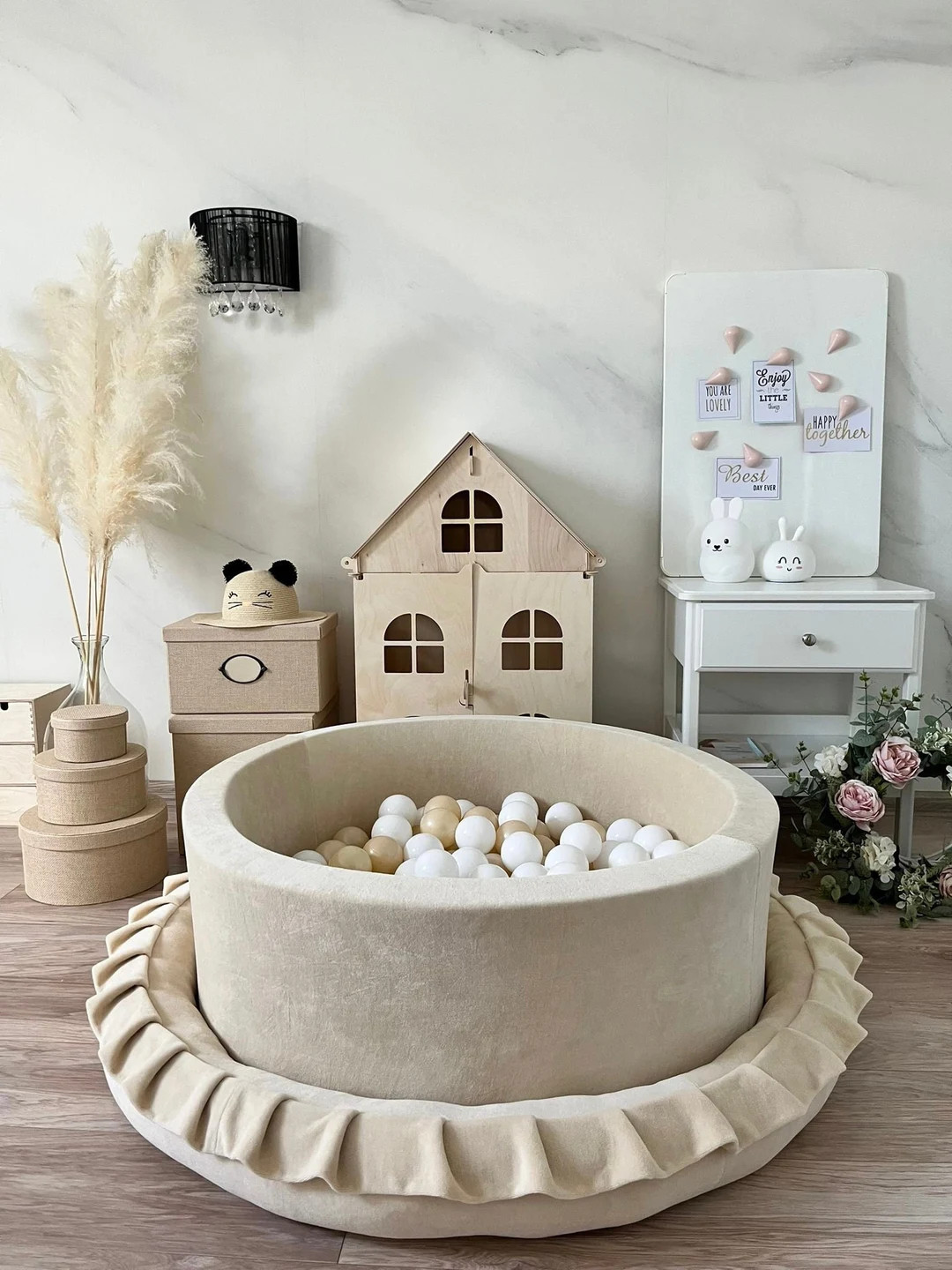 Ball Pit 200 Balls Included Cotton Velvet Ecru, Light Beige, Creme - Etsy | Etsy (US)