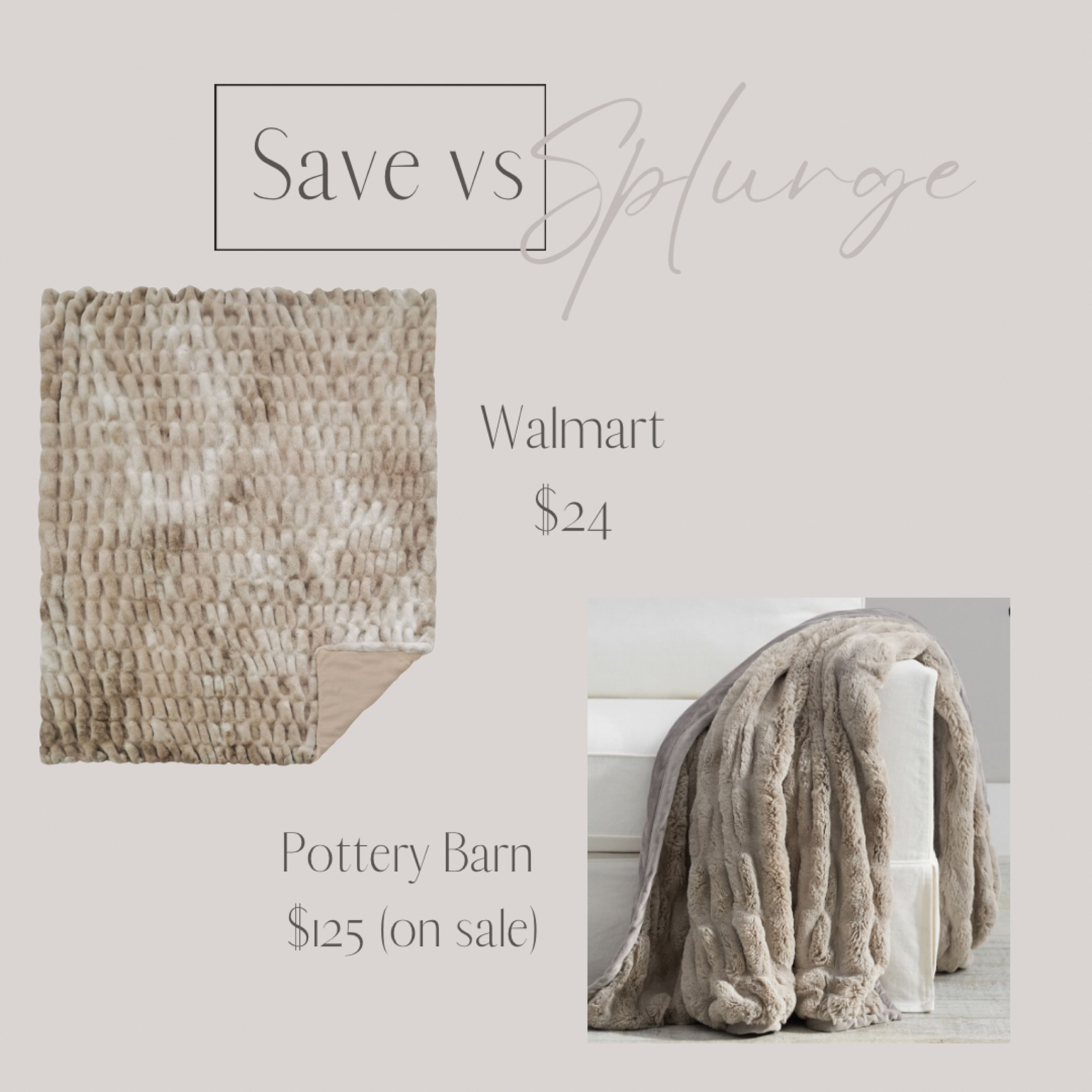Save VS Splurge 

$24 Pottery Barn dupe! 


Blanket, throw blanket, cozy blanket, faux fur blanket, Holiday decor, Christmas decor, Walmart 


#LTKHoliday #LTKSeasonal #LTKhome