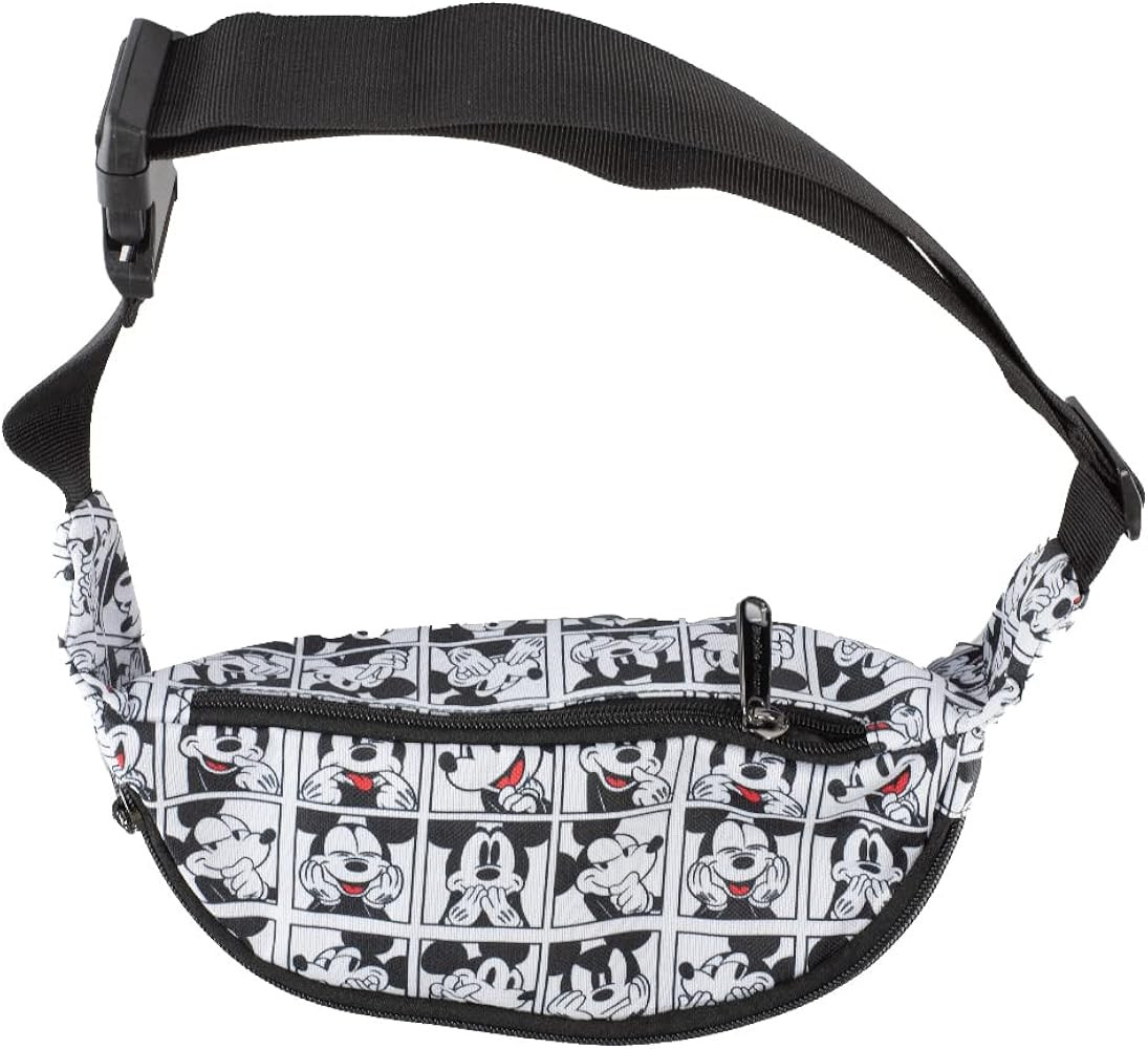 Buckle Down Disney Bag, Fanny Pack, Mickey Mouse Expression Blocks White Black Red, Canvas | Amazon (US)