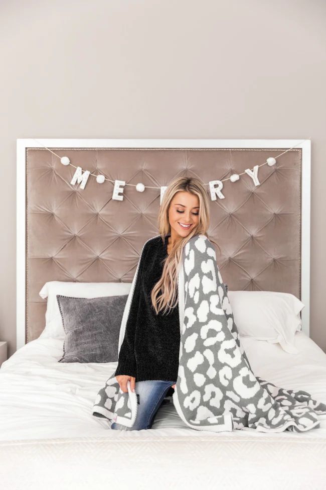 Keep You Warm Blanket Grey Leopard Print | The Pink Lily Boutique