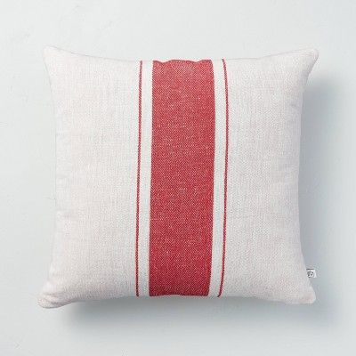 18&#34; x 18&#34; Bold Center Stripe Throw Pillow Red - Hearth &#38; Hand&#8482; with Magnolia | Target