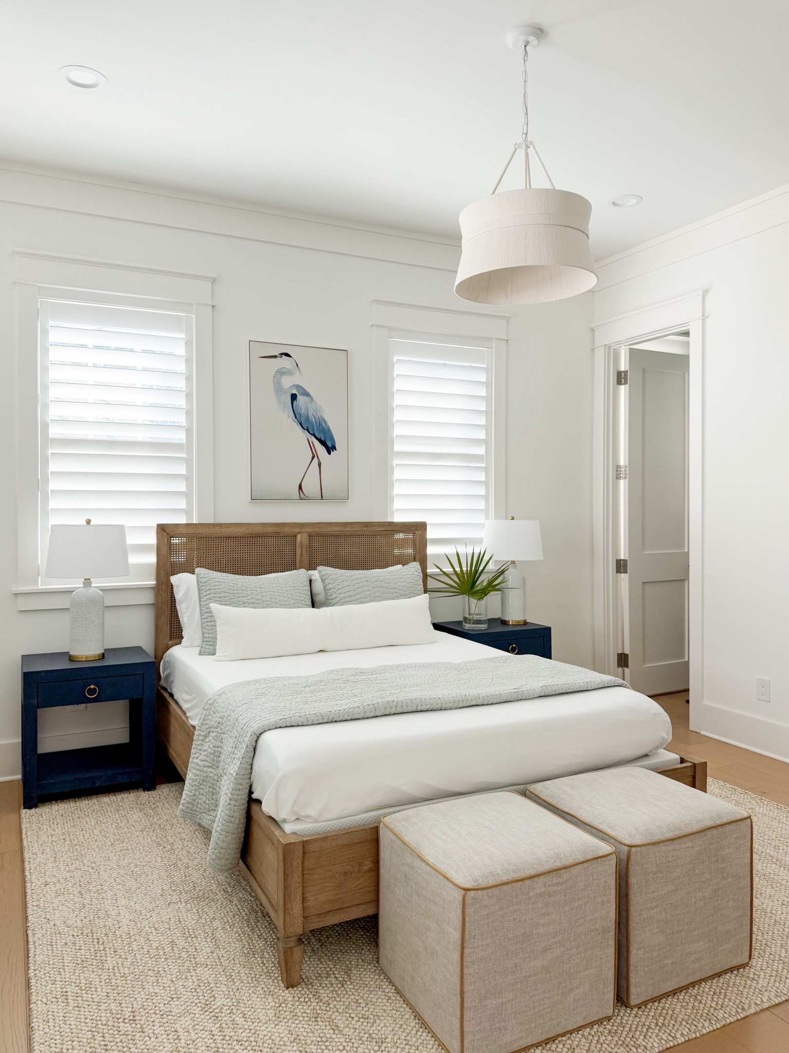 A quick guest bedroom refresh to prep for spring! This coastal bedroom mixes a wood and cane bed, neutral rug, navy blue nightstands, rope chandelier and our favorite Quince bedding! #ltkhome #ltkseasonal #ltksalealert



#LTKHome #LTKSeasonal #LTKSaleAlert