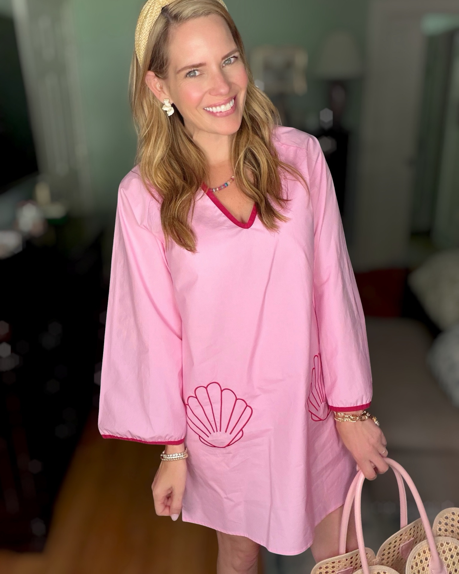 Pink Shell Dress & Scalloped Tote Summer Style 🐚🌸🩷

This pink shell embroidered beach dress is the sweetest coastal-inspired look for summer! Paired with a scalloped cane tote, espadrille wedges, colorful gemstone necklace, floral statement earrings, and a woven headband for a fun resort-ready outfit. Perfect for beach vacations, coastal getaways, brunch, or summer dinners by the water. 🌴☀️✨

I’m wearing the shell embroidered dress in size XS. The scalloped cane tote, espadrille wedges, colorful beaded necklace, floral earrings, stacked bracelets, and woven headband are all linked to complete the look. 🩷🐚🌊

#summerstyle #coastalstyle #beachdress #resortwear #pinkdress #vacationoutfit #preppystyle #summerfashion #beachvacation #ltkitstyle ✨

#LTKOver40 #LTKootd #LTKPetite