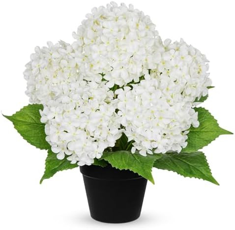 18" Hydrangea Artificial Flowers Plant in Black Plastic Pot, Fake Hydrangeas Plants for Home Offi... | Amazon (US)
