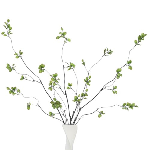 LINSIE 4 Pcs 38.5" Tall All-Green Artificial Branches with Leaves, Realistic Faux Ficus Greenery Stems, Bendable Fake Plant Twigs for Tall Floor Vases, Home Centerpiece, Office & Spring Decor | Amazon (US)