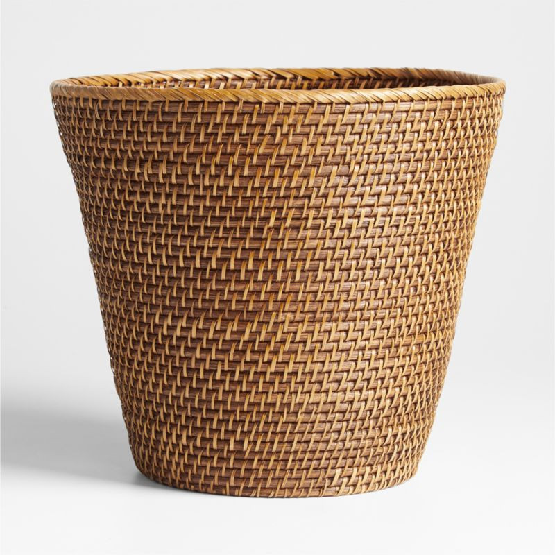 Sedona Honey Rattan Waste Basket + Reviews | Crate & Barrel | Crate & Barrel