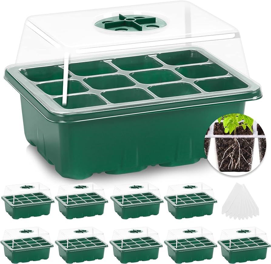 MIXC 10 Packs Seed Starter Tray Seed Starter Kit with Humidity Dome (120 Cells Total Tray) Seed S... | Amazon (US)