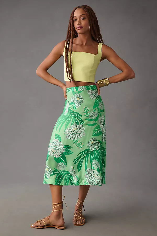Farm Rio Printed Midi Skirt By Farm Rio in Green Size S | Anthropologie (US)