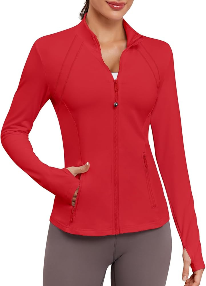 VUTRU Women Athletic Jacket Fitted Workout Running Zip Up Track Coat Layer with Thumb Holes Pocke... | Amazon (US)