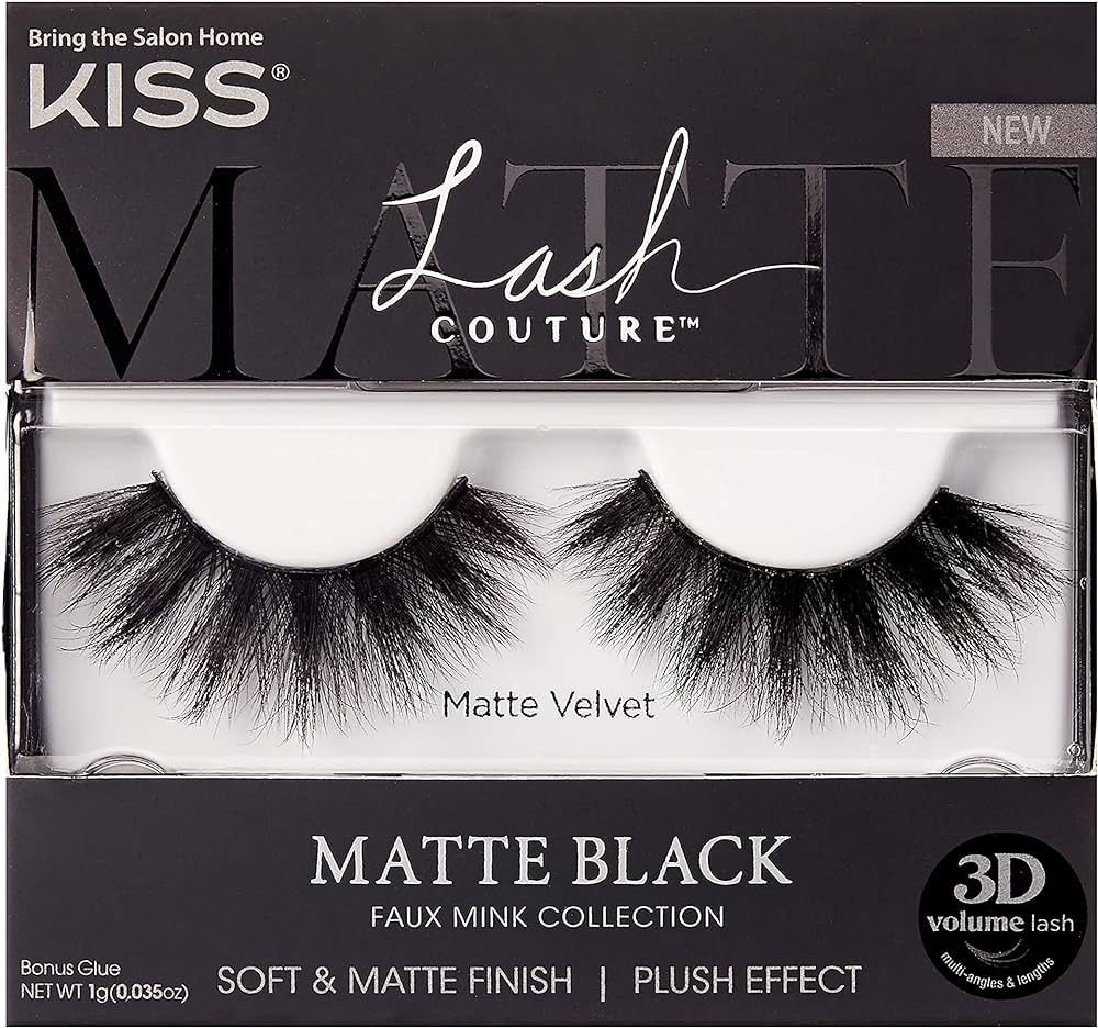 KISS Lash Couture False Eyelashes, Matte Black Faux Mink Collection, 3D Volume Lash, Soft & Matte... | Amazon (US)
