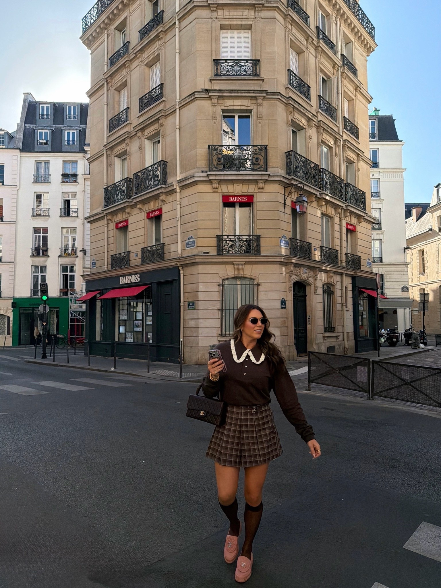curvy midsize preppy fall chocolate brown look! wearing size medium in collared top and size large in plaid skirt 🤎 loafers are Chanel! linked similar under $100. what i wore for a day exploring Le Marais in Paris!

#LTKSeasonal #LTKMidsize #LTKTravel