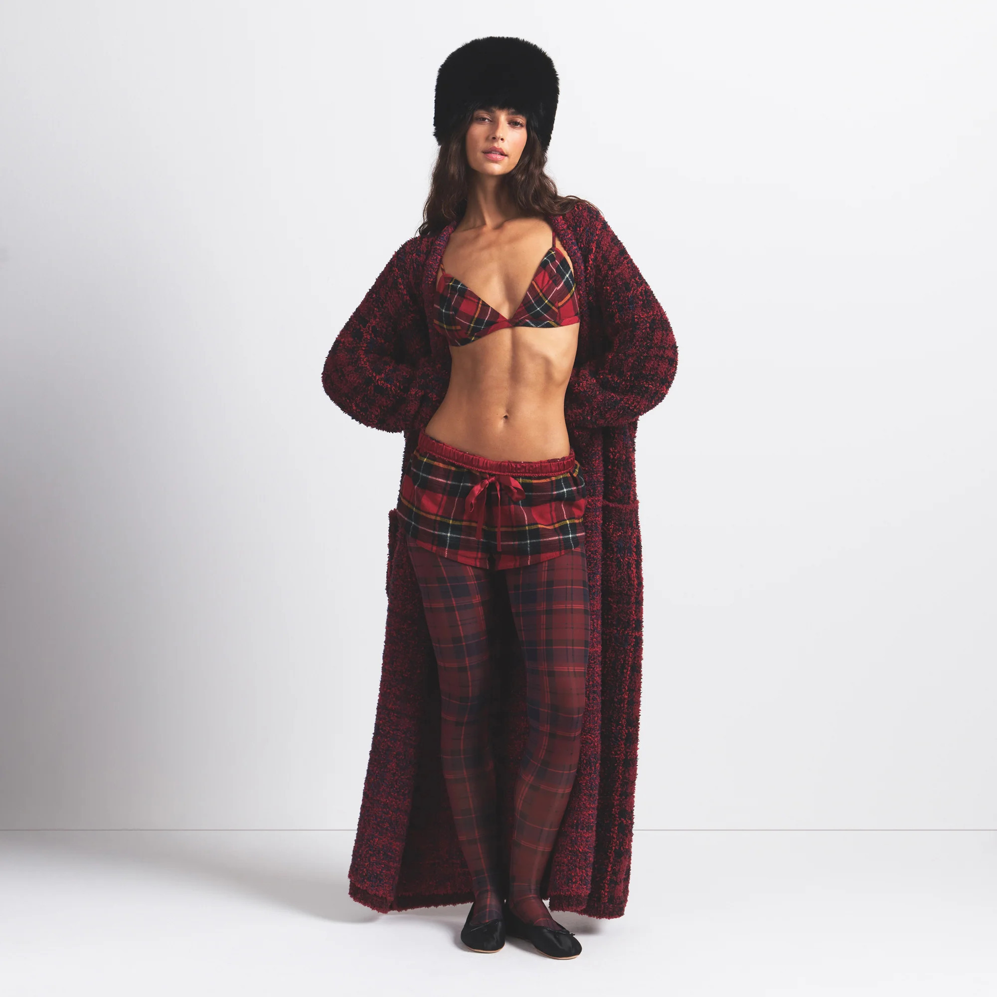 SKIMS Flannel Sleep Triangle Bralette Red Holiday Plaid | XL | SKIMS (US)