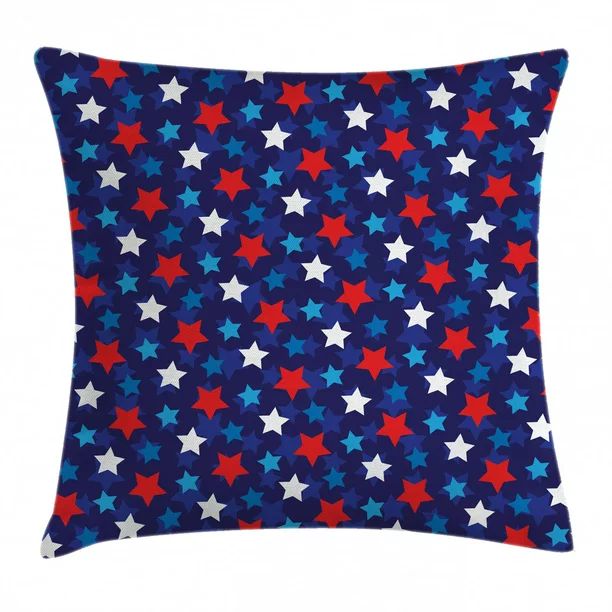 Navy Blue Decor Throw Pillow Cushion Cover, American Flag Inspired Patriotic Design with Stars Im... | Walmart (US)
