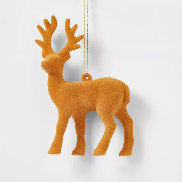 Flocked Deer Christmas Tree Ornament Yellow - Wondershop™ | Target
