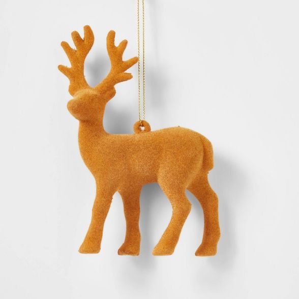 Flocked Deer Christmas Tree Ornament Yellow - Wondershop™ | Target