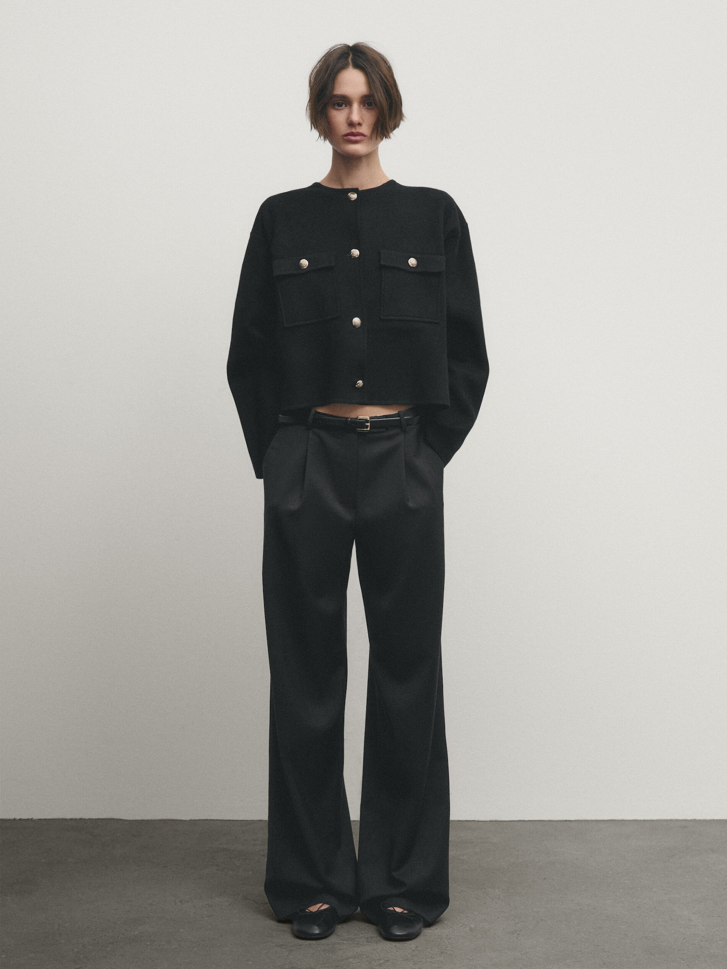 Knit cardigan with gold buttons | Massimo Dutti US