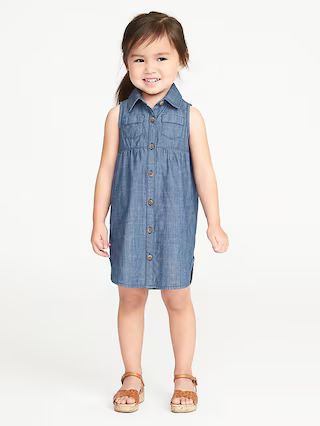 Sleeveless Chambray Shirt Dress for Toddler Girls | Old Navy US