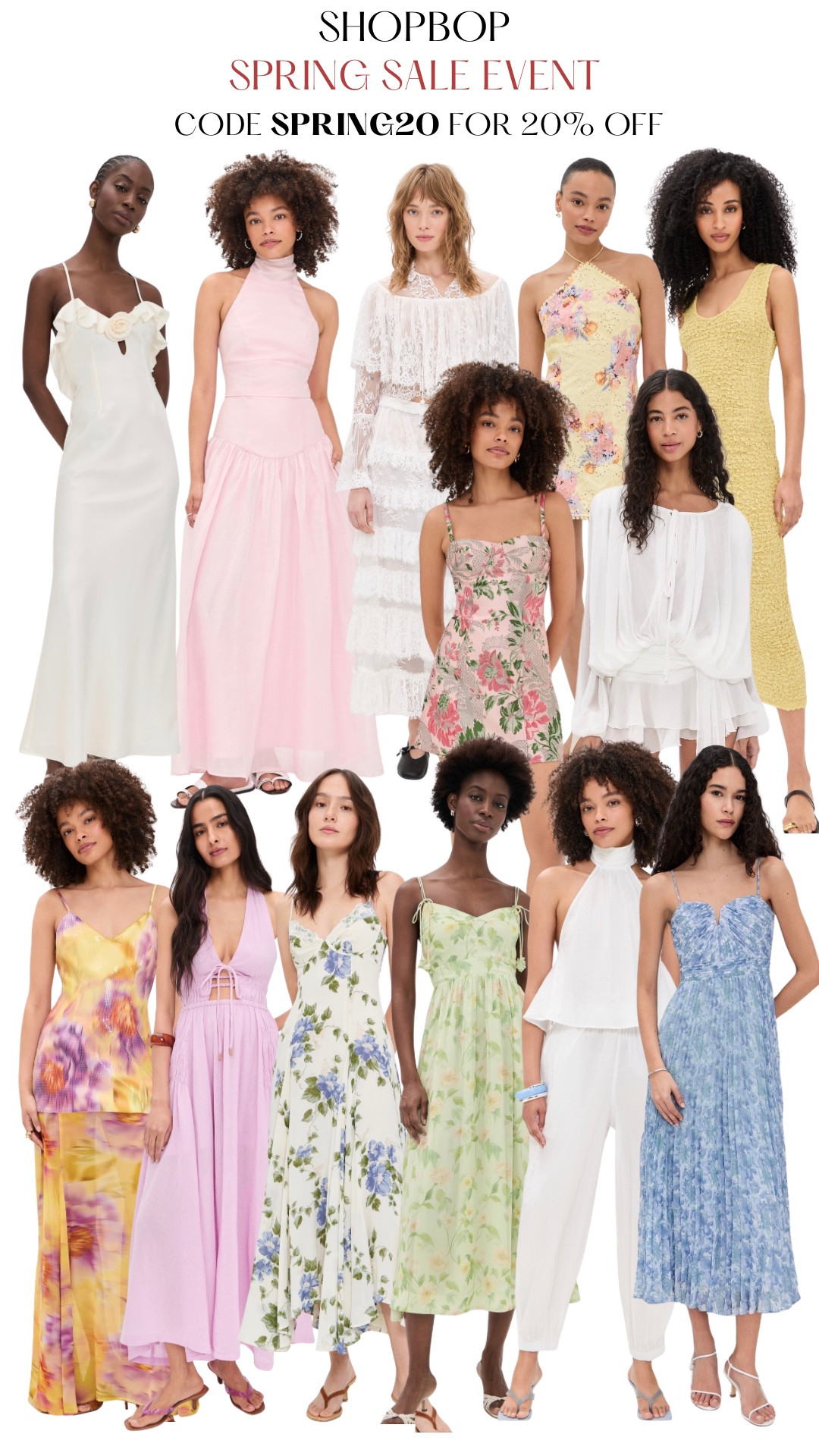 @Shopbop Spring Sale Event! Use code SPRING20 for 20% off select items 
Shop floral, pastel and white spring dresses, tops and sets. Perfect for Easter celebrations or any spring and/or summer event 
#sale #shopbop #dress #spring #outfit #floral #pastel #white #set 

#LTKTravel #LTKSeasonal #LTKSaleAlert