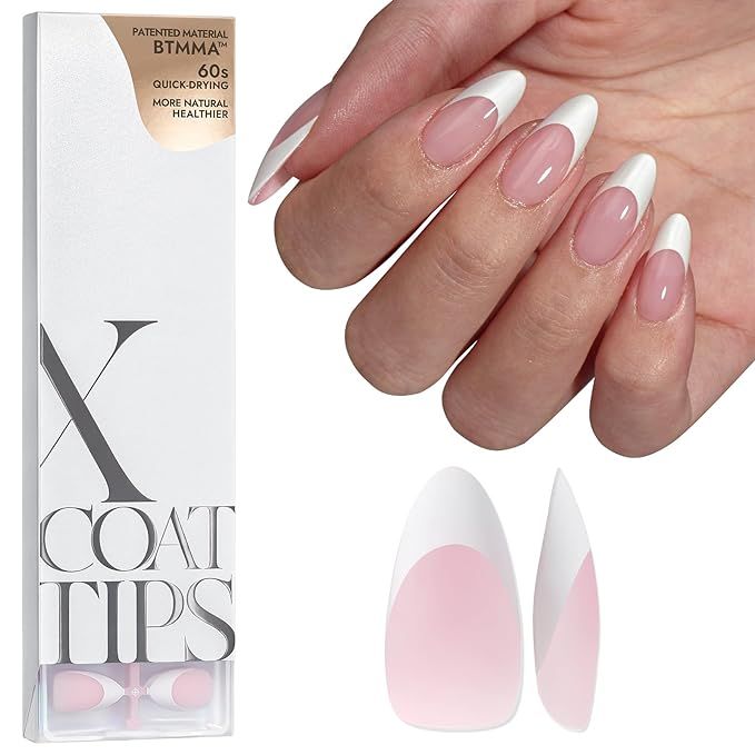BTArtboxnails French Gel Nail Tips - French Tip Press on Nails Pink Medium Almond XCOATTIPS Pre-a... | Amazon (US)