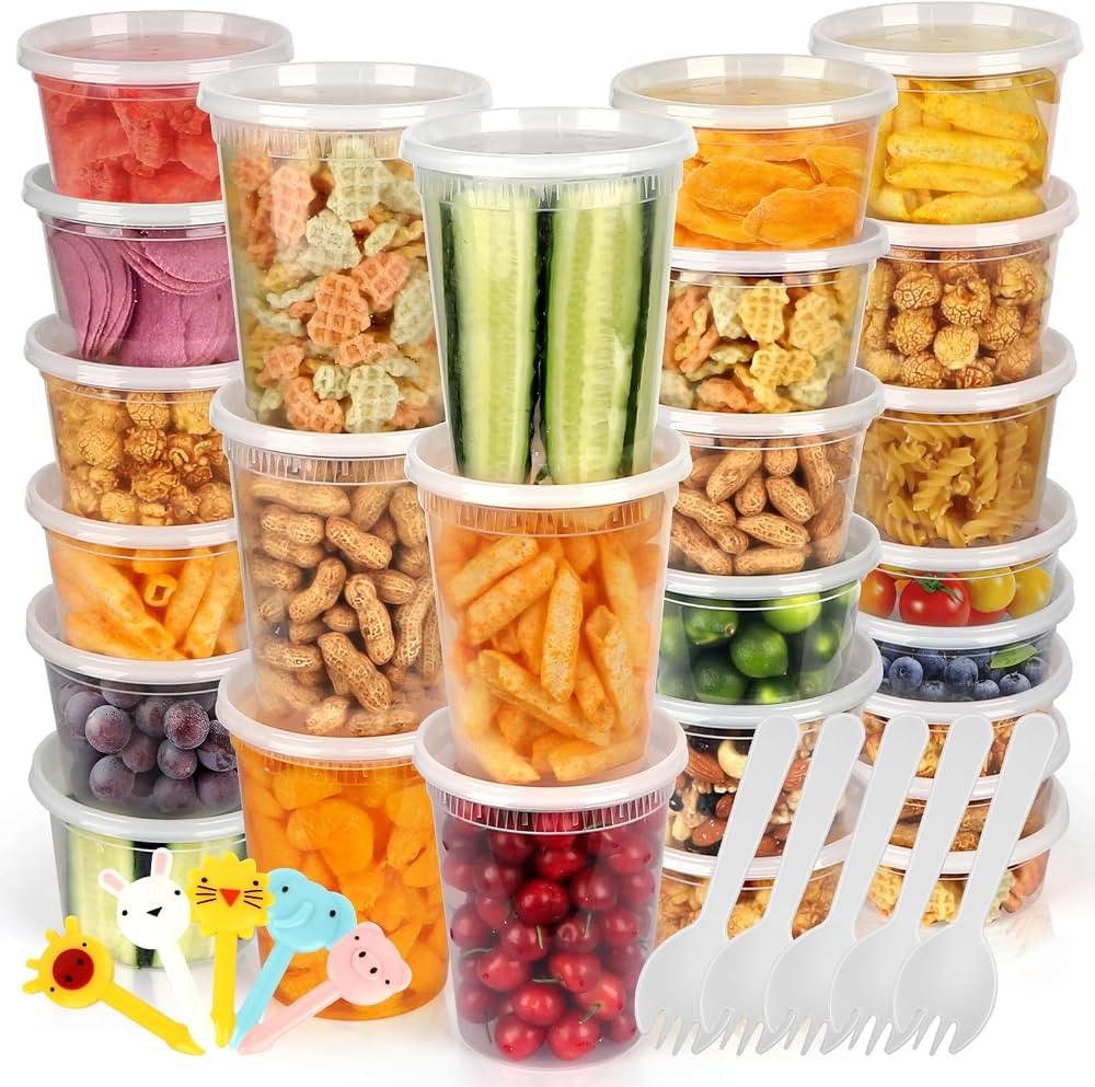 [60 Pack,3 Sizes] Food Storage Containers with Lids, 50 Pack 8oz, 16oz, 32oz Airtight Deli Food C... | Amazon (CA)