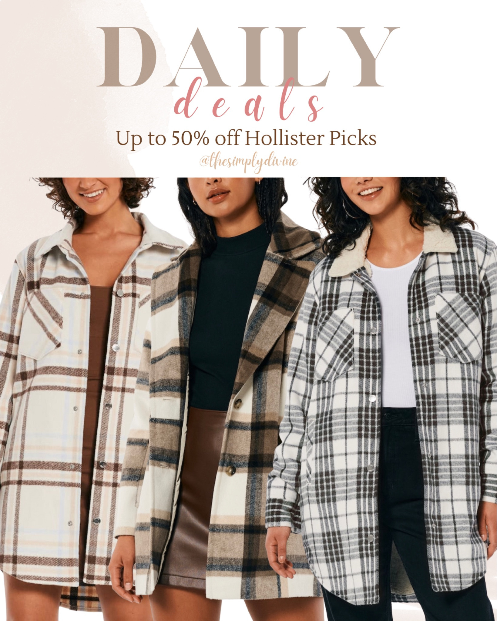 Hollister is having up to a 50% off sale, and I found these coats!! Totally obsessed, just had to post. 😍🛒

| Hollister | sale | plaid | jacket | coat | Sherpa jacket | work outfit | 

#LTKFind #LTKsalealert #LTKworkwear