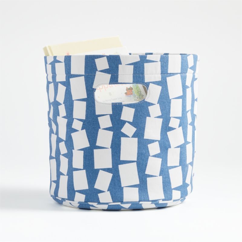 Blue and White Round Storage Bin | Crate and Barrel | Crate & Barrel