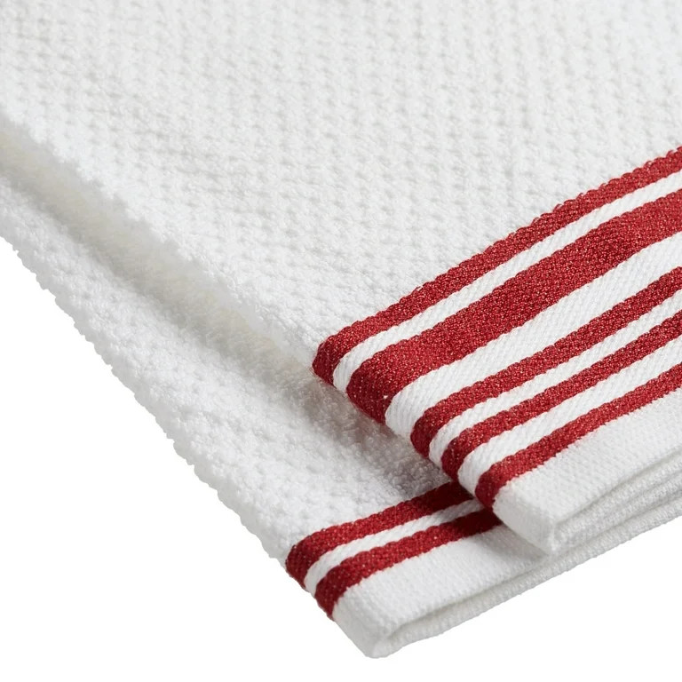 Mainstays 4-Pack 16”x26” Woven Kitchen Towel Set, Red | Walmart (US)